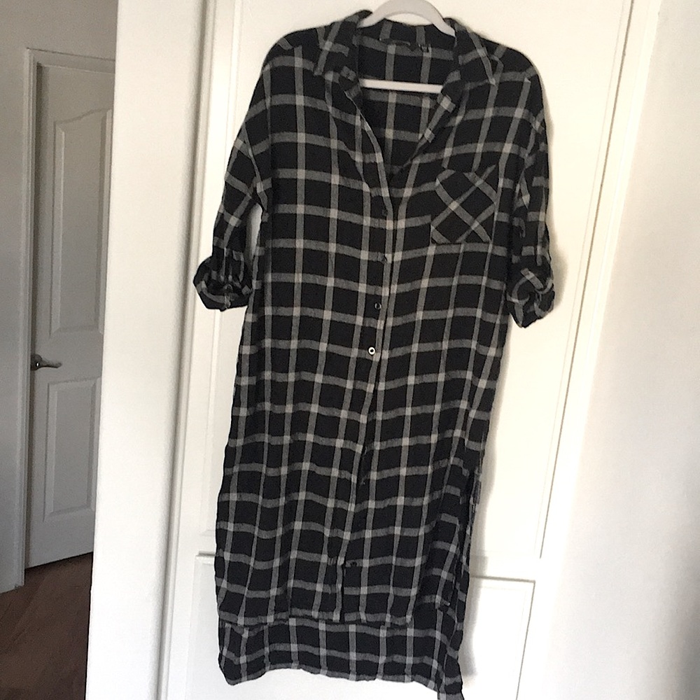 Long black button cardigan